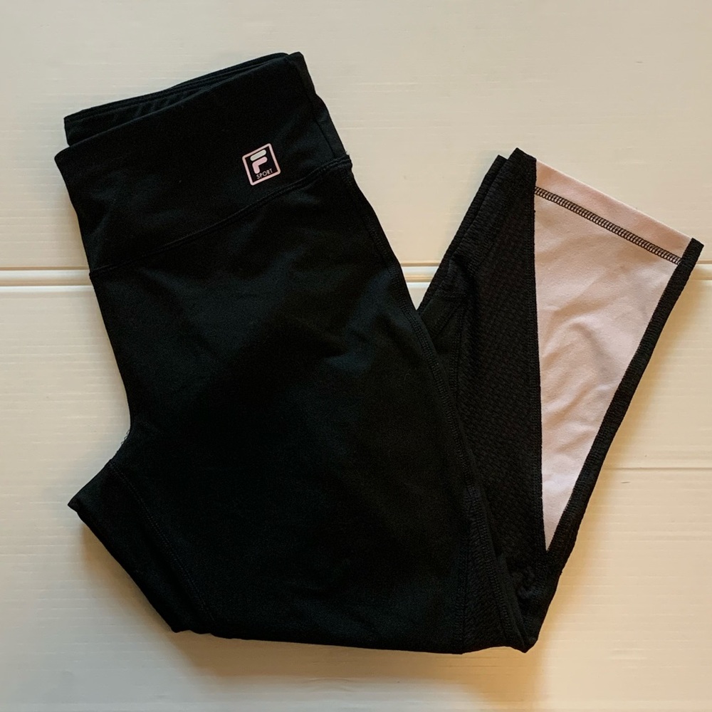 FILA Black/Pink Sporty Leggings Womens